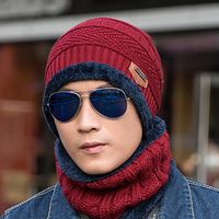 Korean Woolen Cap And Velvet Pullover Cap Outdoor Windproof Earmuffs Warm Knitted Hat Men sku image 4
