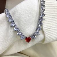 Fashion Heart Copper Diamond Necklace sku image 17