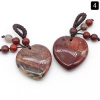 Agate Crystal Semi-precious Stones Love Woven Pendant Heart-shaped Keychain Natural Stone Peach Heart Pendant sku image 8