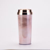Double Layer Thickened Coffee Cup Card Flower Plastic Water Cup New Insulated Portable Water Cup sku image 5