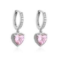 Fashion Zircon Micro-inlaid Peach Heart Earrings European And American Style Copper Jewelry sku image 5