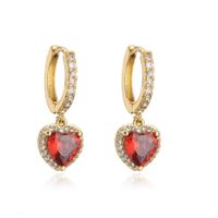 Fashion Zircon Micro-inlaid Peach Heart Earrings European And American Style Copper Jewelry sku image 10