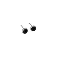 Fashion Geometric Round Micro-inlaid Black Agate S925 Sterling Silver Earrings sku image 1