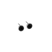 Fashion Geometric Round Micro-inlaid Black Agate S925 Sterling Silver Earrings sku image 2