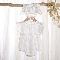 Cute Floral Lace Flying-sleeve Romper Triangle Romper Jumpsuit sku image 1