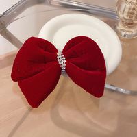 New Year's Retro Red Hairpin Christmas Headdress Diamond Pearl Fabric Bow Spring Clip sku image 27