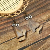 Creative Fashion Feather Earrings Owl Retro Alloy Earrings sku image 4