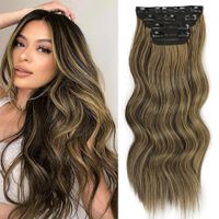 Peluca Sintética Peluca Larga Rizada Conjunto De Peluca De Pelo De Mujer Conjunto De Cuatro Piezas Clip Para El Cabello Extensión De Cabello De Fibra Química main image 3