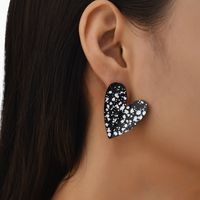 Fashion Splash-ink Floral Heart-shaped Stud Earrings main image 1