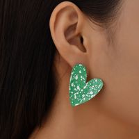 Fashion Splash-ink Floral Heart-shaped Stud Earrings main image 5