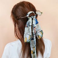 2022 New Fashion Silk Scarf Hairpin Retro Hair Accessories Ribbon Bow Headdress main image 4