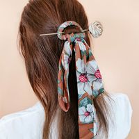 2022 New Fashion Silk Scarf Hairpin Retro Hair Accessories Ribbon Bow Headdress main image 5