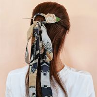 2022 New Fashion Silk Scarf Hairpin Retro Hair Accessories Ribbon Bow Headdress main image 1