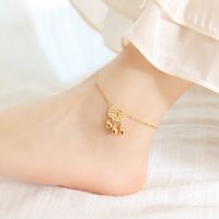 Oriental Pastoral Style Geometric Women's Accessories Bell Steel Ball Anklet 2022 New Accessories Titanium Steel Gold Plated Foot Ornaments sku image 1