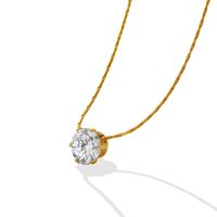 Mode Ornament Einzigen Diamant Schlüsselbein Kette Zirkon Halskette Titan Stahl 18k Gold Überzug main image 2