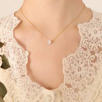 Mode Ornament Einzigen Diamant Schlüsselbein Kette Zirkon Halskette Titan Stahl 18k Gold Überzug main image 4