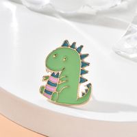 Cute Cartoon Green Simple Little Dinosaur Animal Oil Dripping Alloy Brooch main image 1