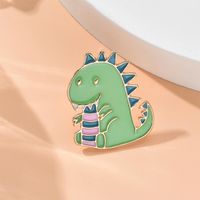 Cute Cartoon Green Simple Little Dinosaur Animal Oil Dripping Alloy Brooch main image 3