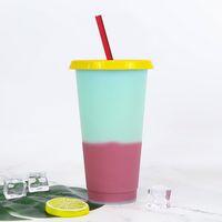 New Fashion Temperature Sensitive Color Changing Plastic Straw Cup 710ml sku image 3