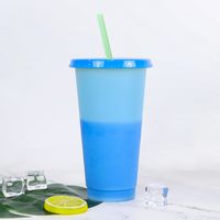 New Fashion Temperature Sensitive Color Changing Plastic Straw Cup 710ml sku image 4