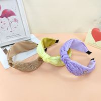 Fashion New Retro Pattern Knotted Letter-printing Cloth Wide Double-layer Headband main image 4