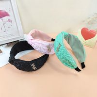 Fashion New Retro Pattern Knotted Letter-printing Cloth Wide Double-layer Headband main image 5