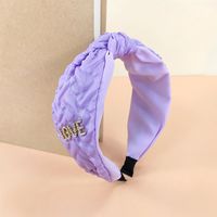 Fashion New Retro Pattern Knotted Letter-printing Cloth Wide Double-layer Headband sku image 2