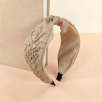 Fashion New Retro Pattern Knotted Letter-printing Cloth Wide Double-layer Headband sku image 3