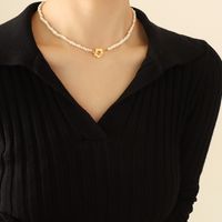 Mode Barock Süßwasser Perle Blume Ot Schnalle Halskette Weibliche Titan Stahl sku image 1