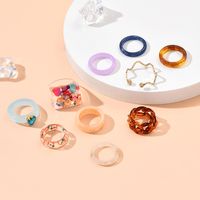 Cute Couple Resin Hot Ring Set Acrylic Ring Diamond Bracelet Colorful main image 4