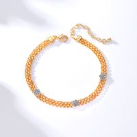 Simple Copper Material 18k Gold Flower Strap Chain Mesh Anklet main image 2