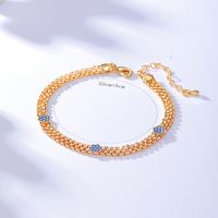Simple Copper Material 18k Gold Flower Strap Chain Mesh Anklet main image 4