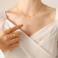 Fashion New Minimalist Heart Titanium Steel Gold-plated Collarbone Necklace main image 4