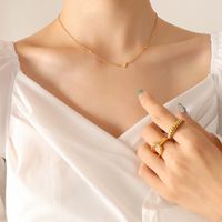 Fashion New Minimalist Heart Titanium Steel Gold-plated Collarbone Necklace main image 5