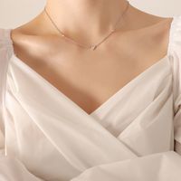 Fashion New Minimalist Heart Titanium Steel Gold-plated Collarbone Necklace sku image 2