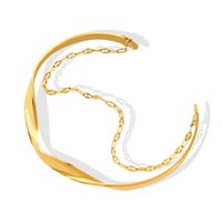 Fashion Glossy Twisted Dual Layer Open-end Bracelet Ornament Titanium Steel main image 2