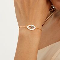 Simple Fashion Stretch Chain Color Eye Inlaid Zircon Exquisite Copper Plating 0.03 Μm Gold Bracelet main image 2