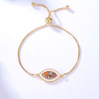 Einfacher Und Stilvoller Zug Zug, Stretch Kette, Farbige Augen, Eingelegt Mit Zirkon, Exquisiter Kupfer Beschichtung, 0,03 Μm Goldenes Armband sku image 1