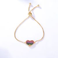 Simple Fashion Three-dimensional Love Stretch Chain Inlaid Zircon Plated Gold Bracelet main image 2