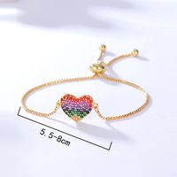 Simple Fashion Three-dimensional Love Stretch Chain Inlaid Zircon Plated Gold Bracelet main image 3
