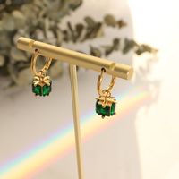 Fashion Titanium Steel Claw Buckle Emerald Zircon Earrings Titanium Steel Jewelry main image 1