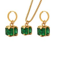 Fashion Titanium Steel Claw Buckle Emerald Zircon Earrings Titanium Steel Jewelry main image 3