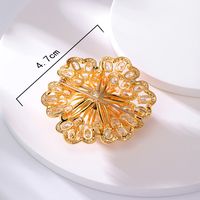 New Pin Accessories Copper Plating 18k Gold Double Layer Zircon Pearl Flower Brooch main image 4