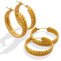 Fashion Graceful Wheat Earrings Titanium Steel Gold Plated Accessories Wholesale main image 6