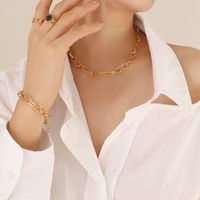 Fashion Cross Titanium Steel Geometric Necklace Bracelet Jewelry Set main image 7