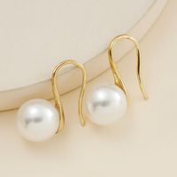Einfache Mode Perle Ohr Haken Kupfer Perle-legierung Ohrringe main image 3