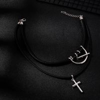 Fashion Leather Silver Color Tokyo Cross Alloy Double Layer Necklace main image 2