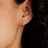 Simple Cute Hollow Snake-shaped Ear Bone Stud 18k Gold Earrings main image 1