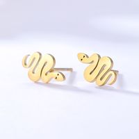 Simple Cute Hollow Snake-shaped Ear Bone Stud 18k Gold Earrings main image 2