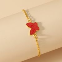 Simple Cute Butterfly Dripping Red Insect Metal Bracelet main image 2